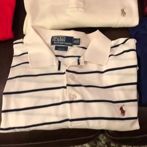 Navy and White Stripped Polo Shirt